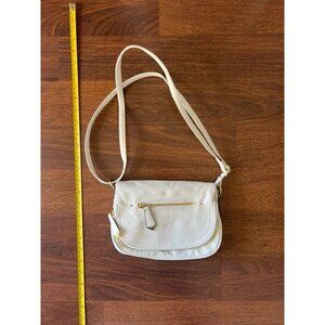 Vintage Liz Claiborne Cream Crossbody Purse Faux Leather Gold Hardware 90s Bag